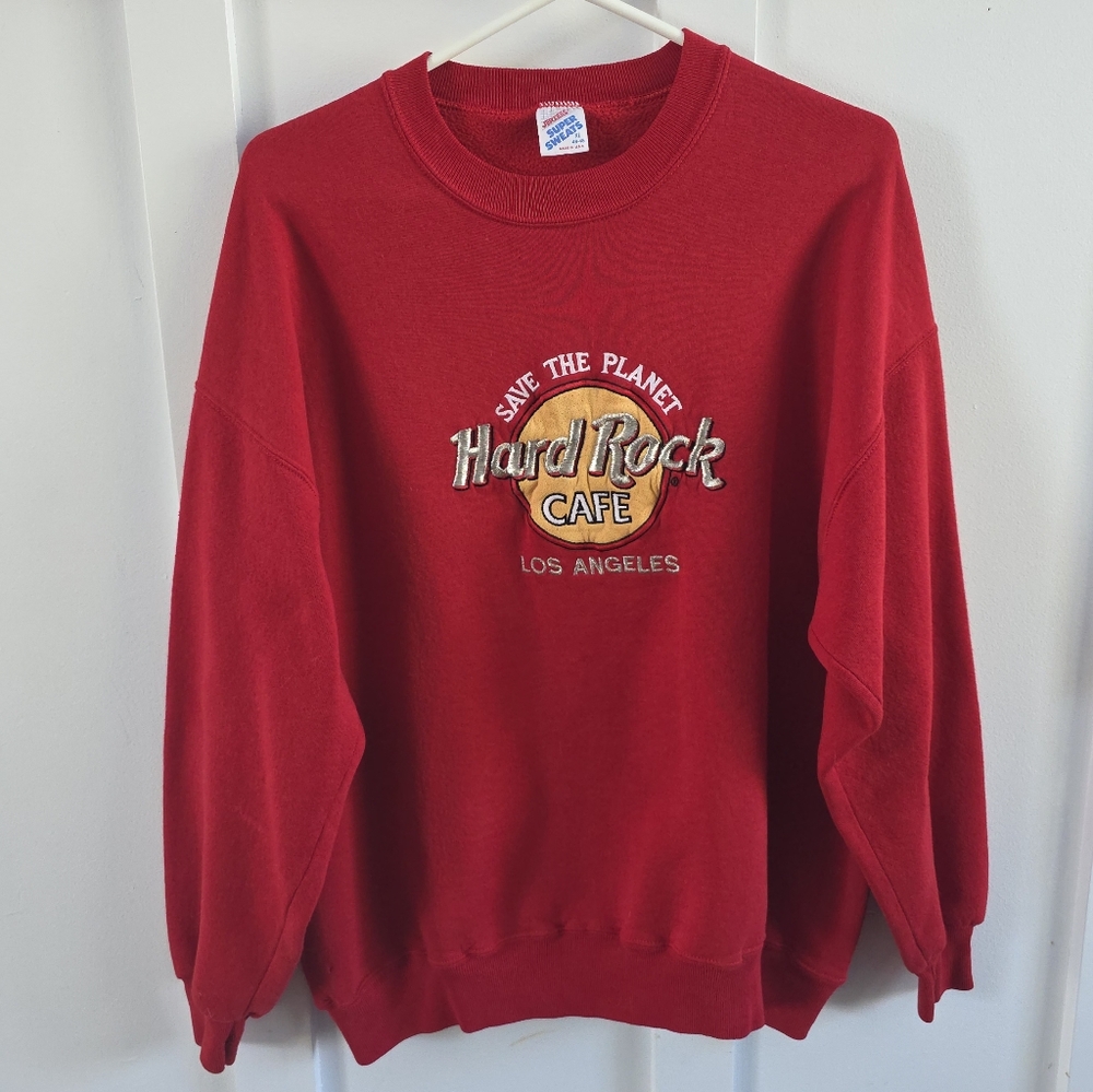 Crewneck Vintage Hard Rock Cafe Los Angeles - Jerzees- (Flaws)Size XL